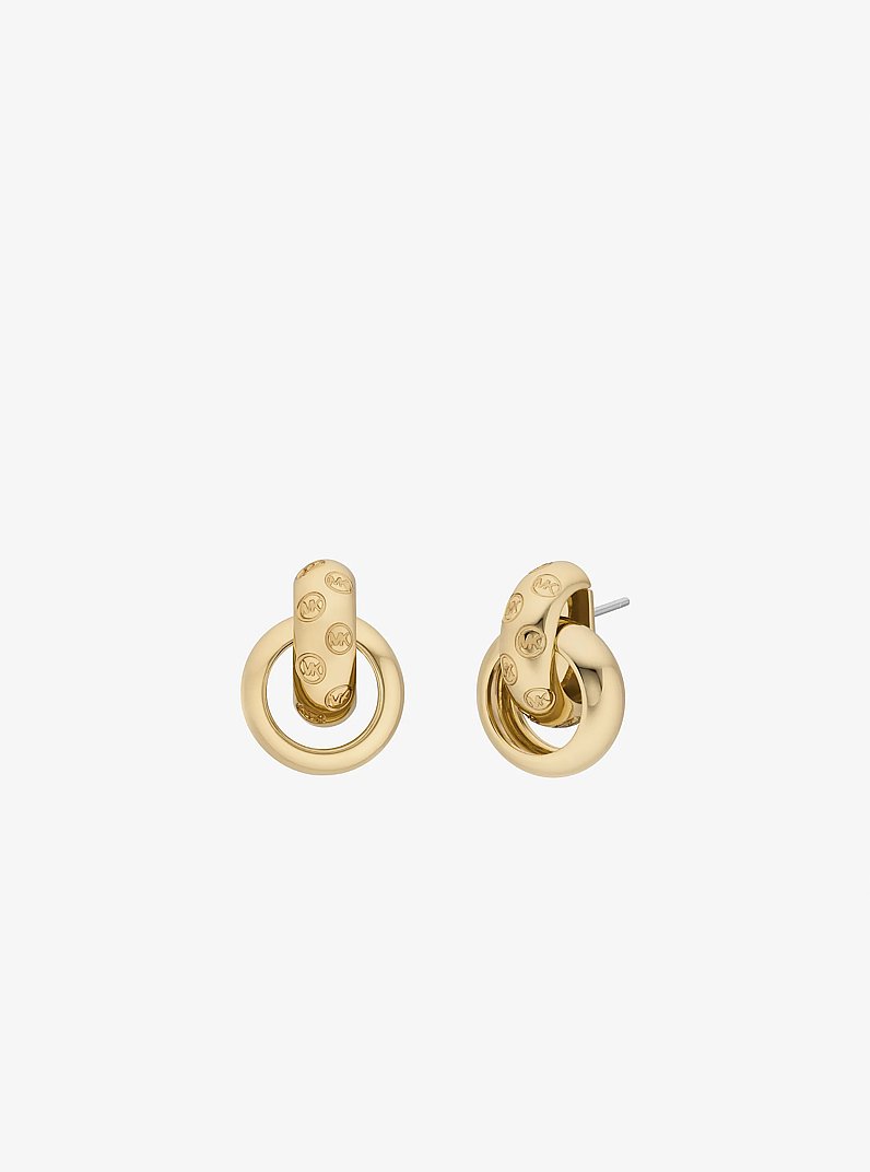 Logo Engraved Chunky Stud Earrings in GOLD | Michael Kors