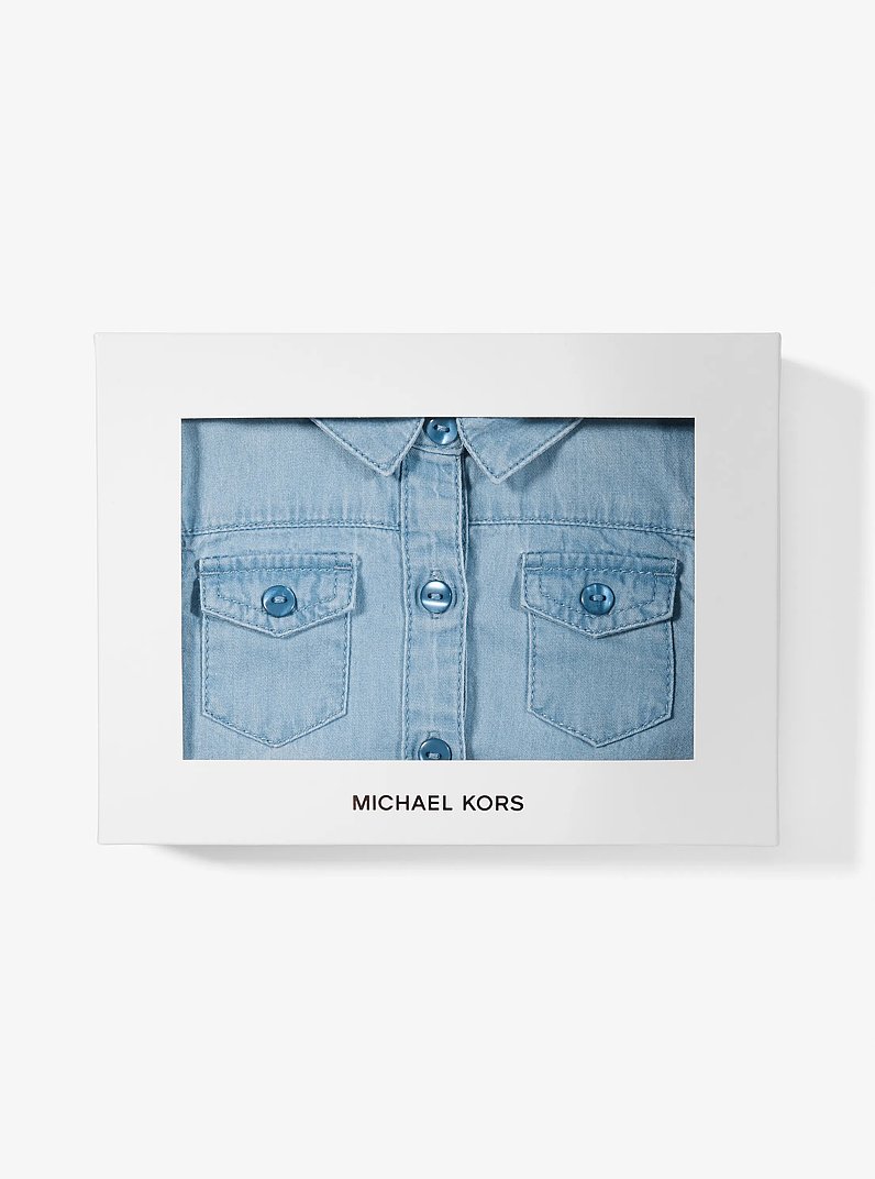 Chambray Dress and Bloomer Baby Set in DENIM | Michael Kors