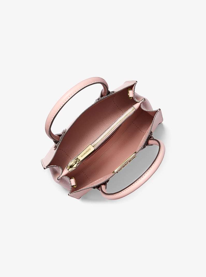 Mercer Medium Two-Tone Pebbled Leather Crossbody Bag in PWD BLSH MLT | Michael Kors