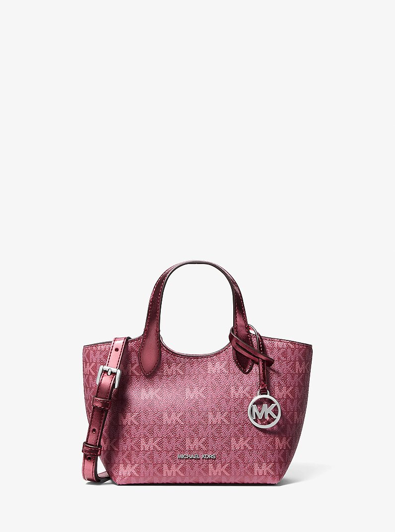 Tr&egrave;s petit sac &agrave; bandouli&egrave;re Maya m&eacute;tallis&eacute; &agrave; logo Signature in BORDEAUX | Michael Kors
