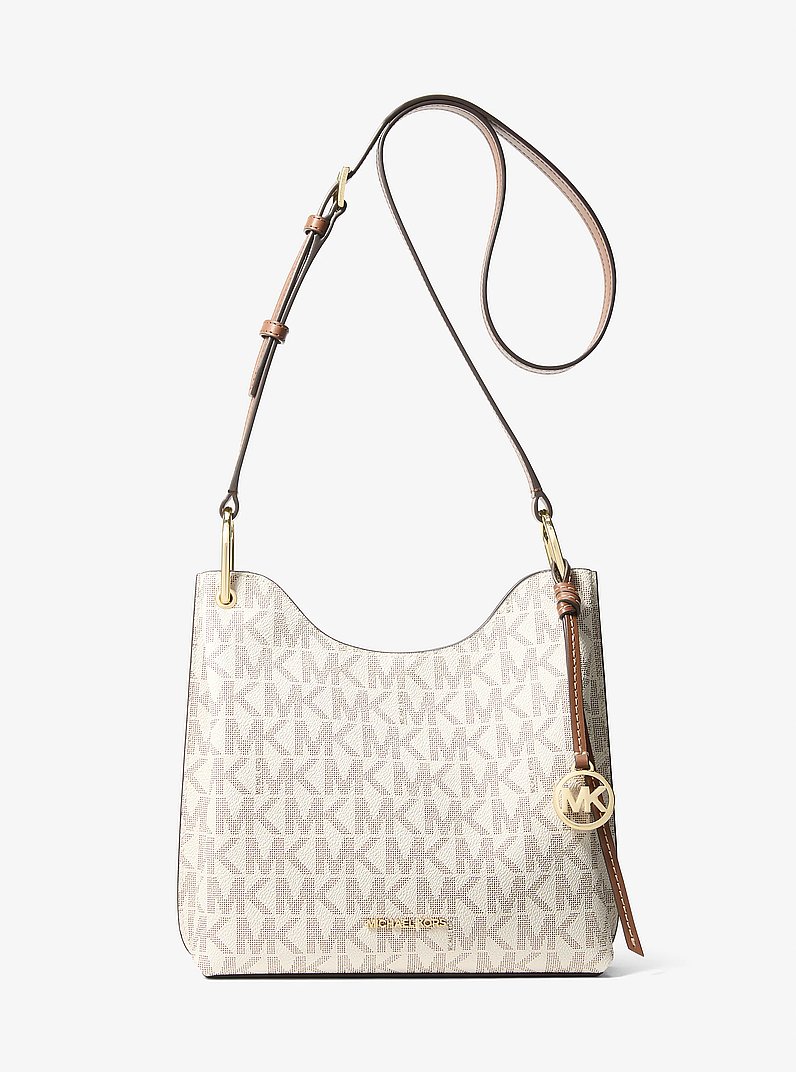Borsa messenger Joan grande con logo in VANIGLIA/CUOIO | Michael Kors