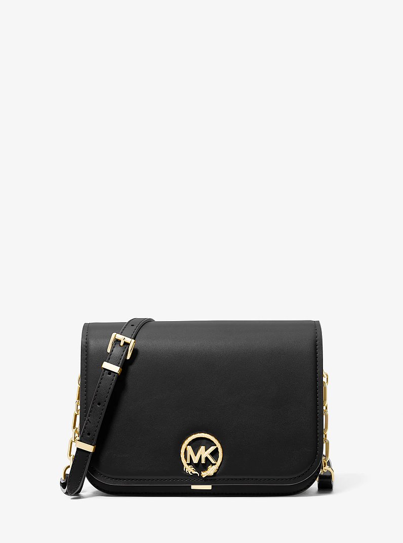 Delancey Medium Leather Messenger Bag in BLACK | Michael Kors