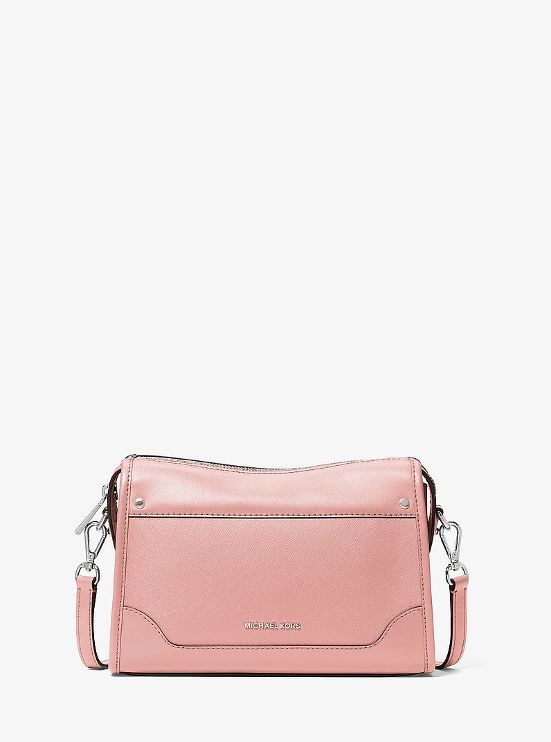 Harrison Large Leather Crossbody Bag in PINK | Michael Kors