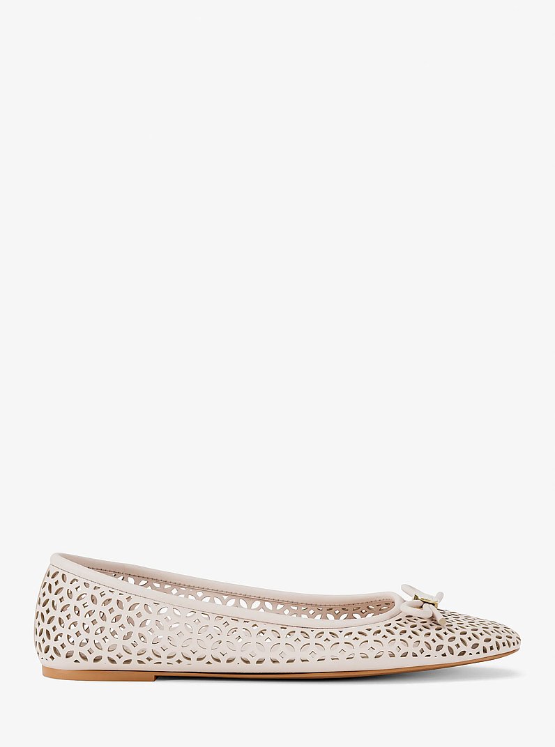 Savannah Perforated Ballet Flat in LT CREAM | Michael Kors