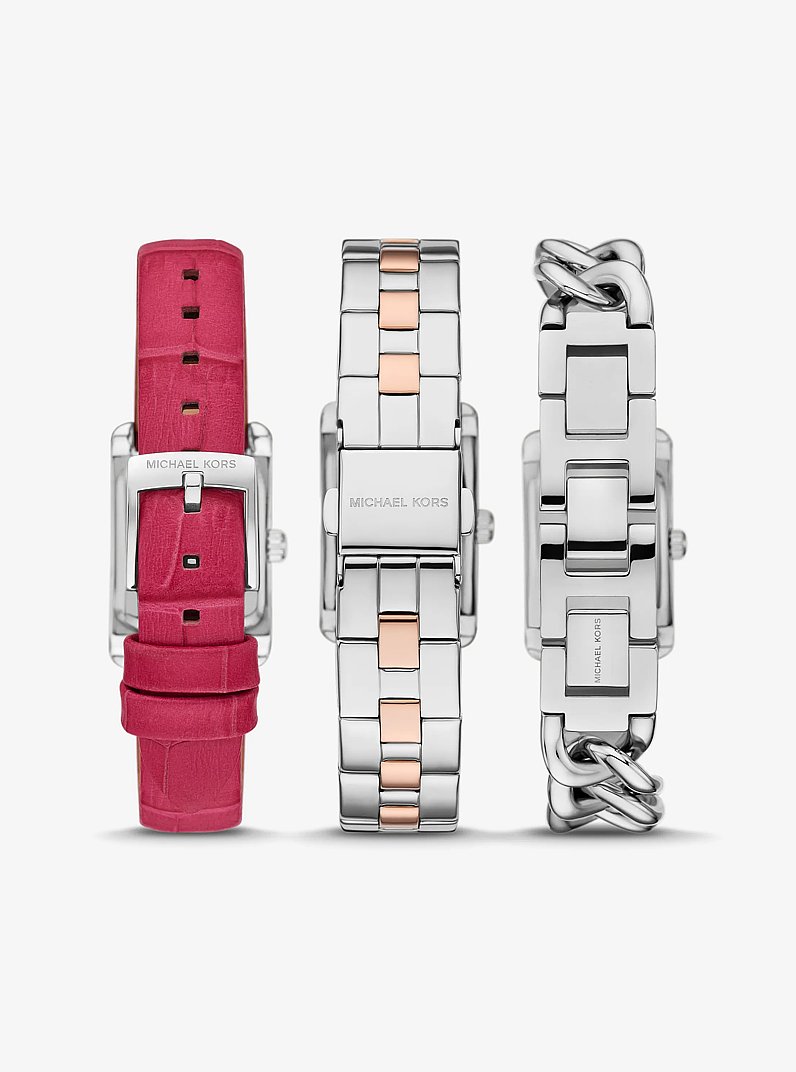 Petite Monroe Two-Tone and Crocodile-Embossed Leather Watch Strap
