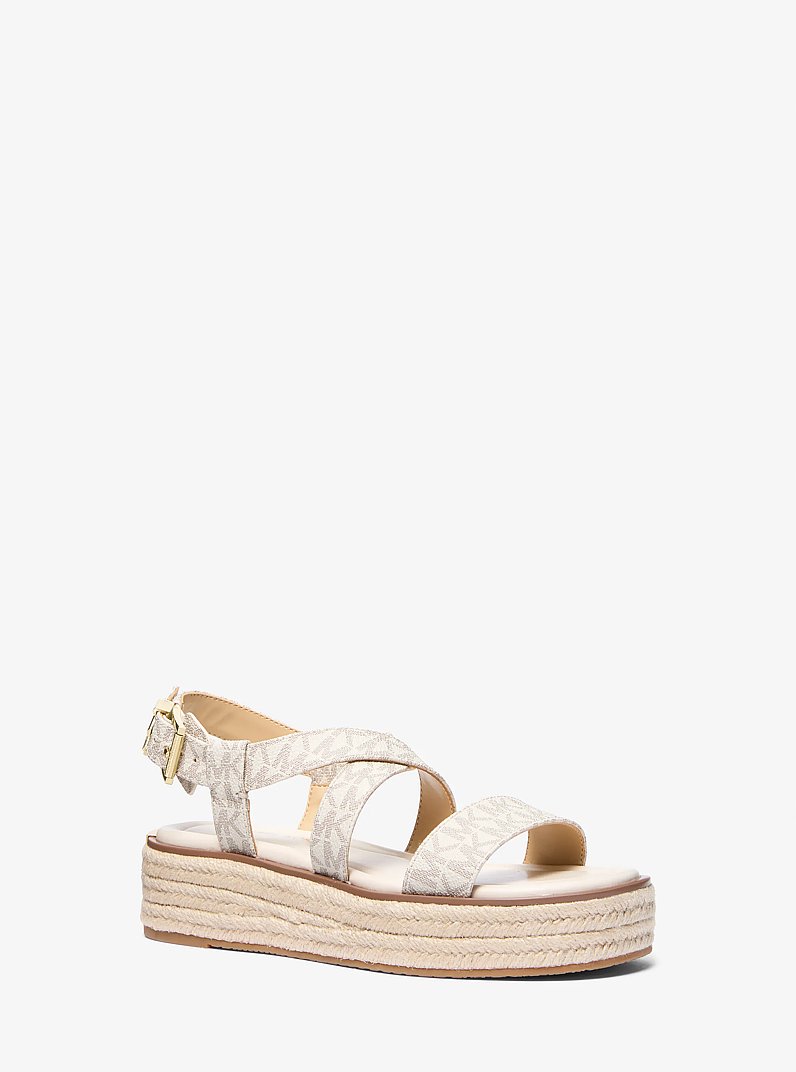 Sandalo stile espadrilla Lynn con logo e plateau in VANIGLIA | Michael Kors