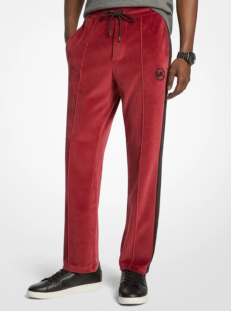 Stripe Velour Joggers in CHERRY | Michael Kors