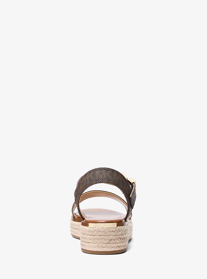 Richie Signature Logo Platform Espadrille Sandal in BROWN | Michael Kors