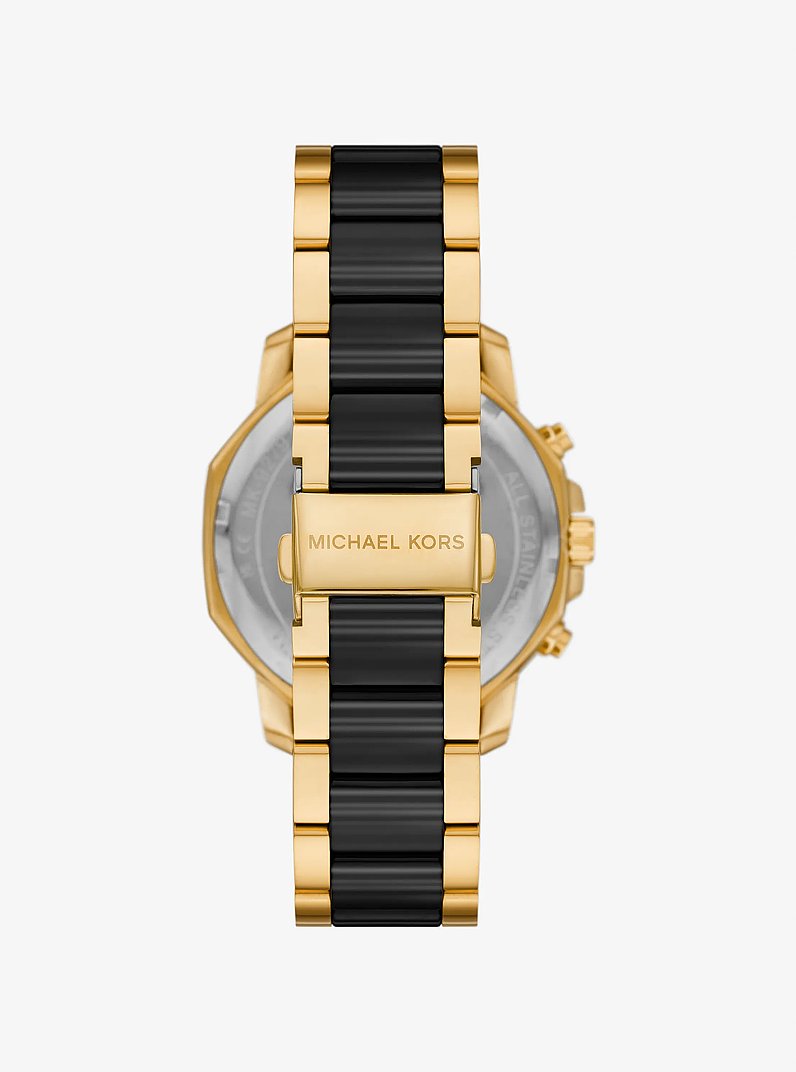 Oversized Prescott Gold-Tone and Ceramic Watch in GOLD/BLACK | Michael Kors