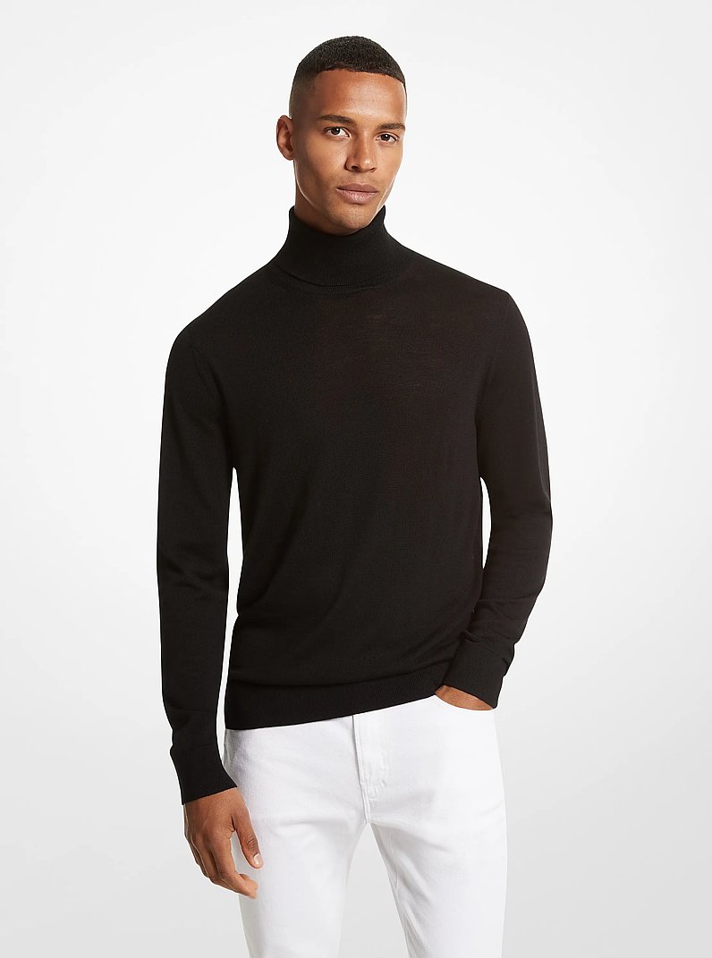 Jersey de cuello vuelto de lana merino in NEGRO | Michael Kors