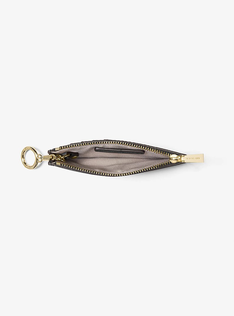 Porta carte di credito Jet Set piccolo in pelle martellata in NERO | Michael Kors