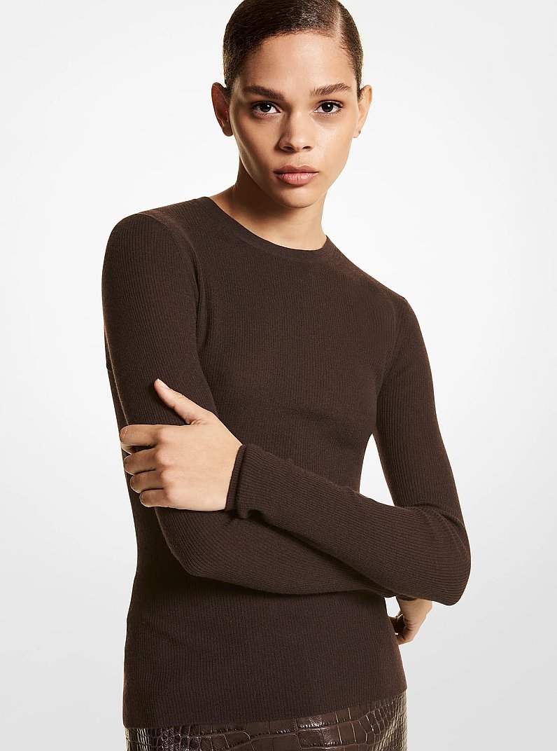 Hutton Featherweight Cashmere Sweater in CHOCOLATE | Michael Kors