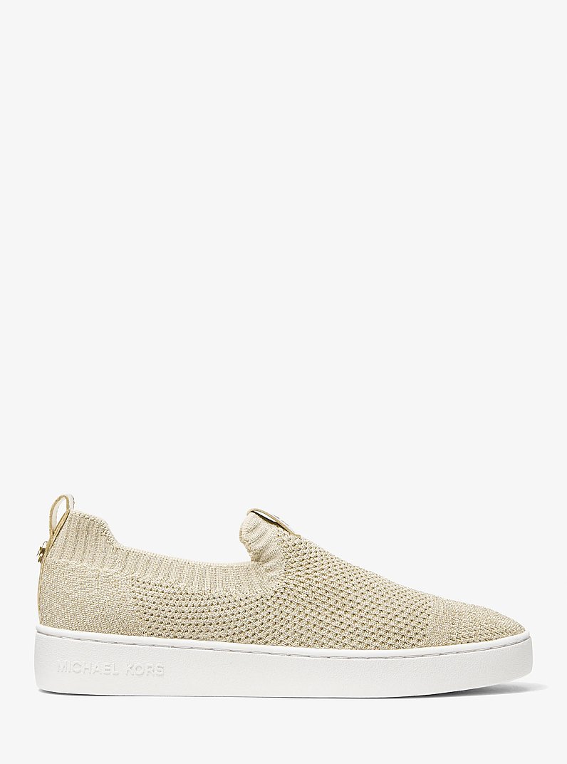 Juno Metallic Stretch Knit Slip-On Sneaker in PALE GOLD | Michael Kors