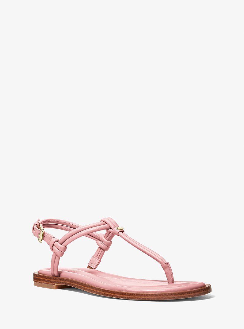 Astra Leather T-Strap Sandal in SMOKEY ROSE | Michael Kors