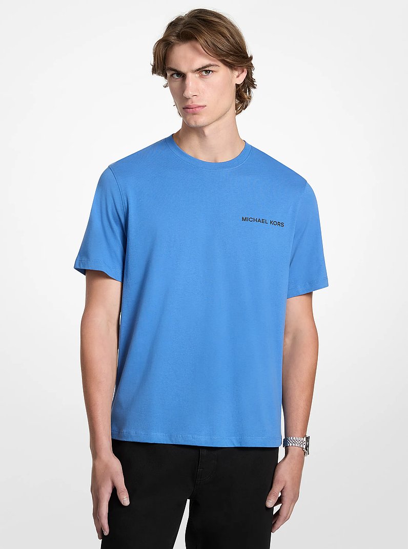 Printed Cotton T-Shirt in VINTAGE BLUE | Michael Kors