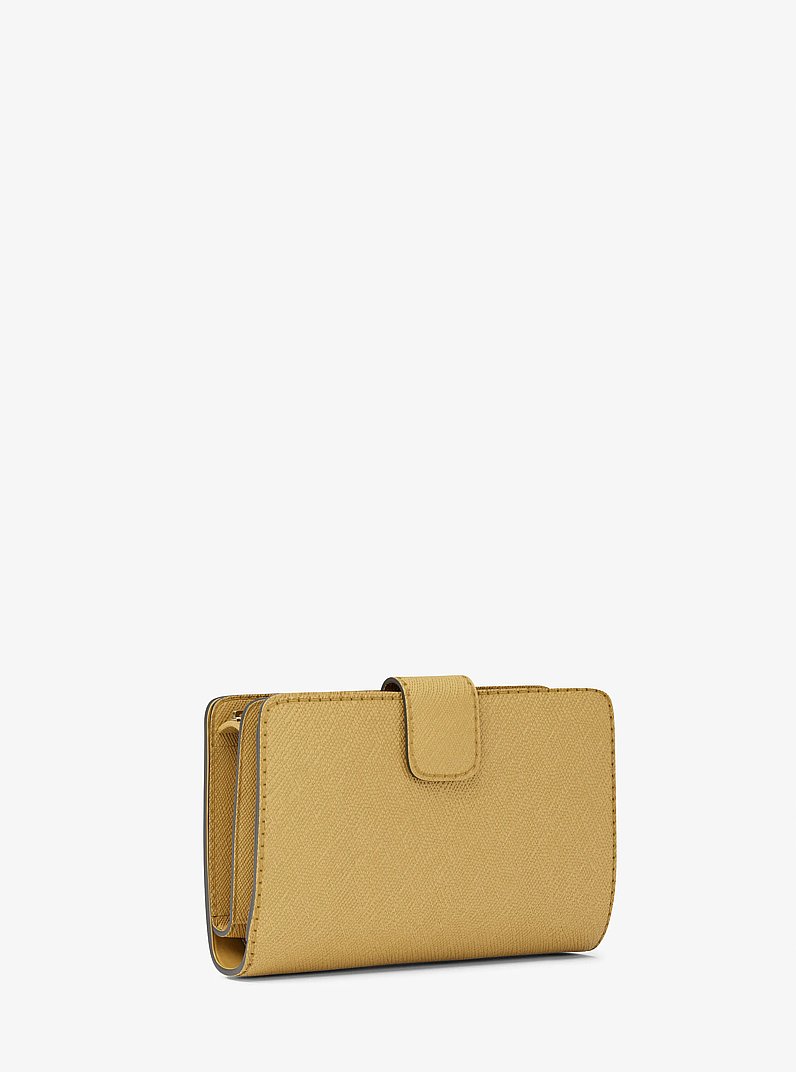 Medium Crossgrain Leather Wallet in HONEY | Michael Kors