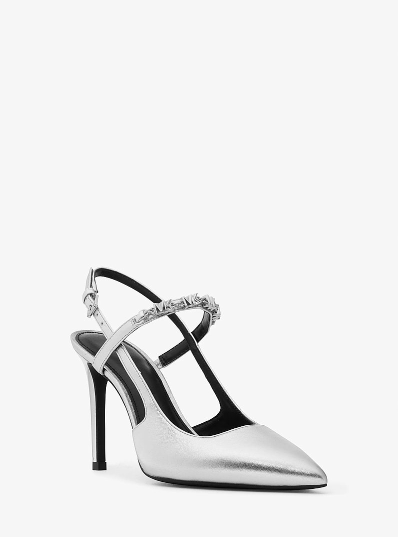 Slingpumps Dina Flex aus Leder in Metallic-Optik in SILBERTON | Michael Kors