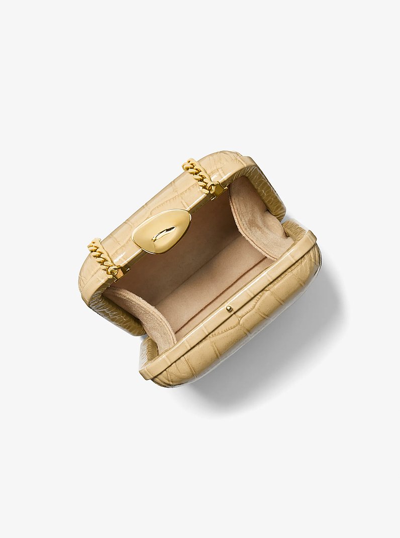 Tina Mini Crocodile Embossed Leather Minaudi&egrave;re in DUNE | Michael Kors