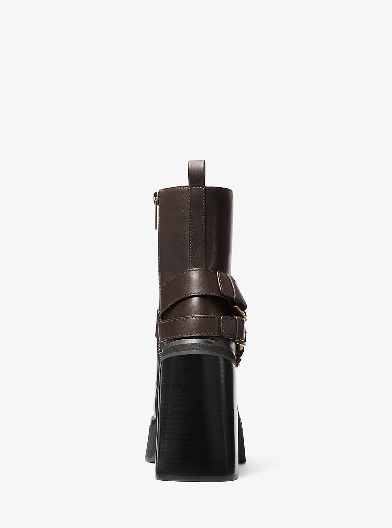 Crosby Leather Platform Moto Boot in CHOCOLATE | Michael Kors