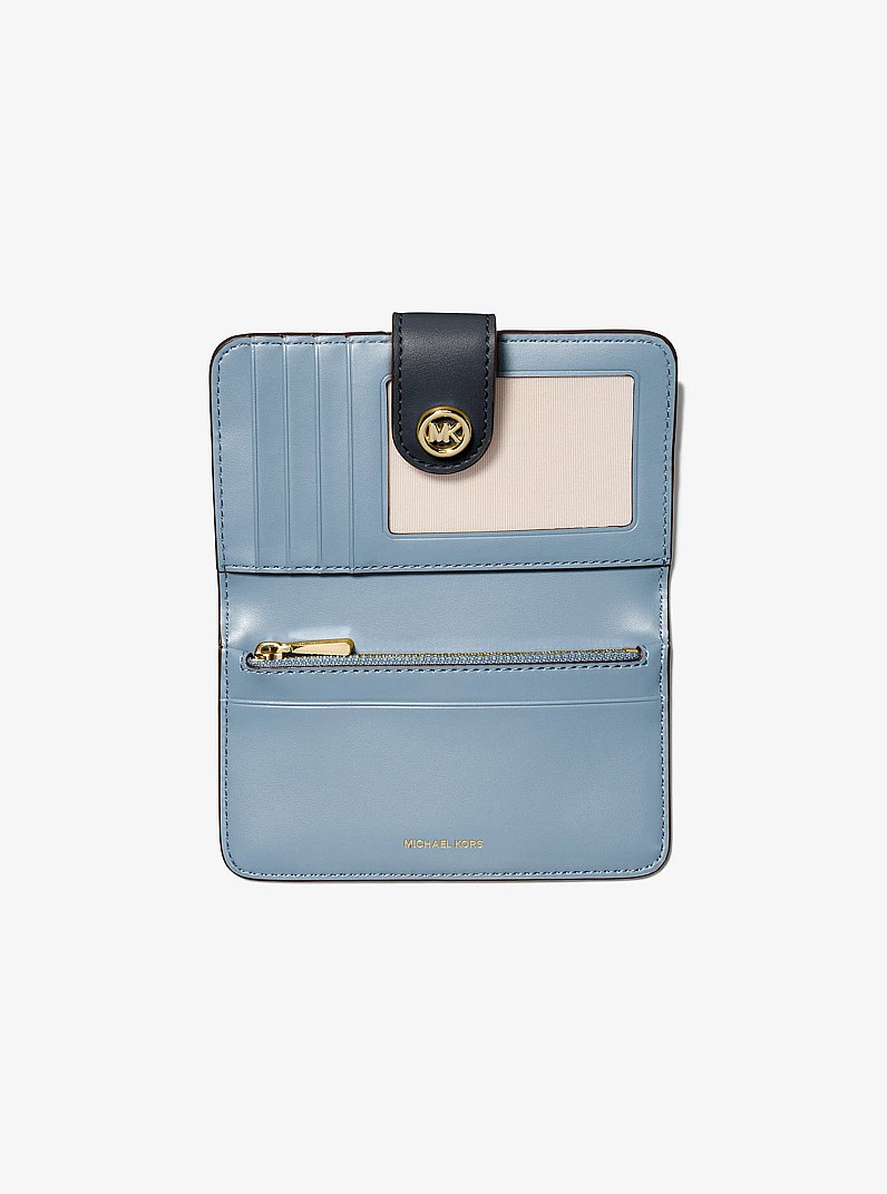 MK Pop Charm Medium Color-Block Pebbled Leather Logo Wallet in CHAMBRAY MULTI | Michael Kors