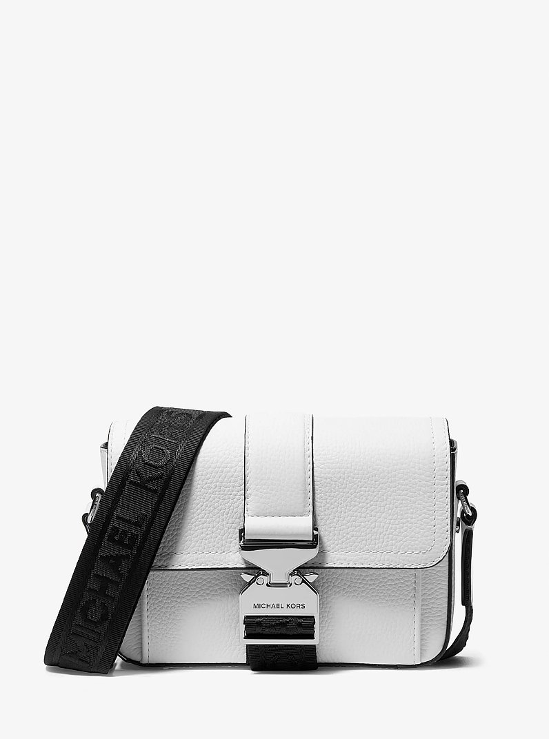 Hudson Pebbled Leather Crossbody Bag in BRIGHT WHT | Michael Kors