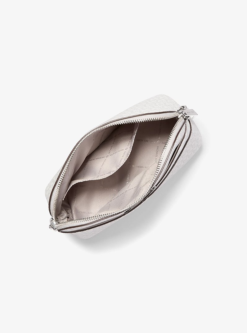 Jet Set Travel Medium Signature Logo Dome Crossbody Bag in SILVER | Michael Kors