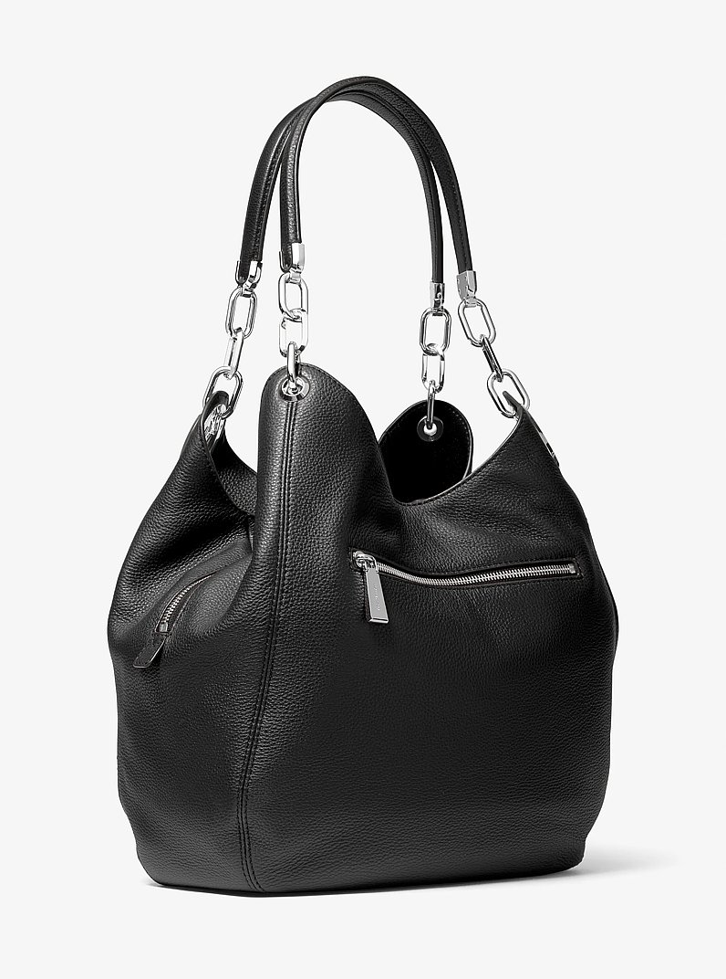 Grand sac port&eacute; &eacute;paule Lillie en cuir grain&eacute; in NOIR | Michael Kors
