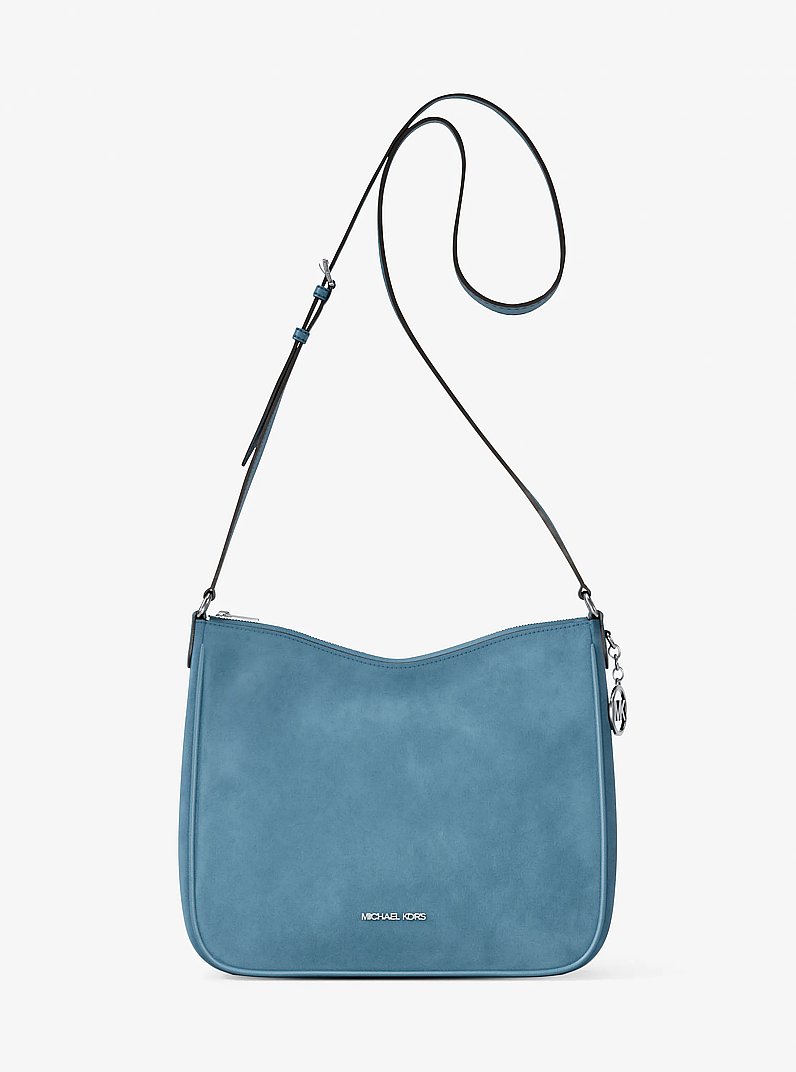 Nayla Medium Suede Messenger Bag in DENIM | Michael Kors