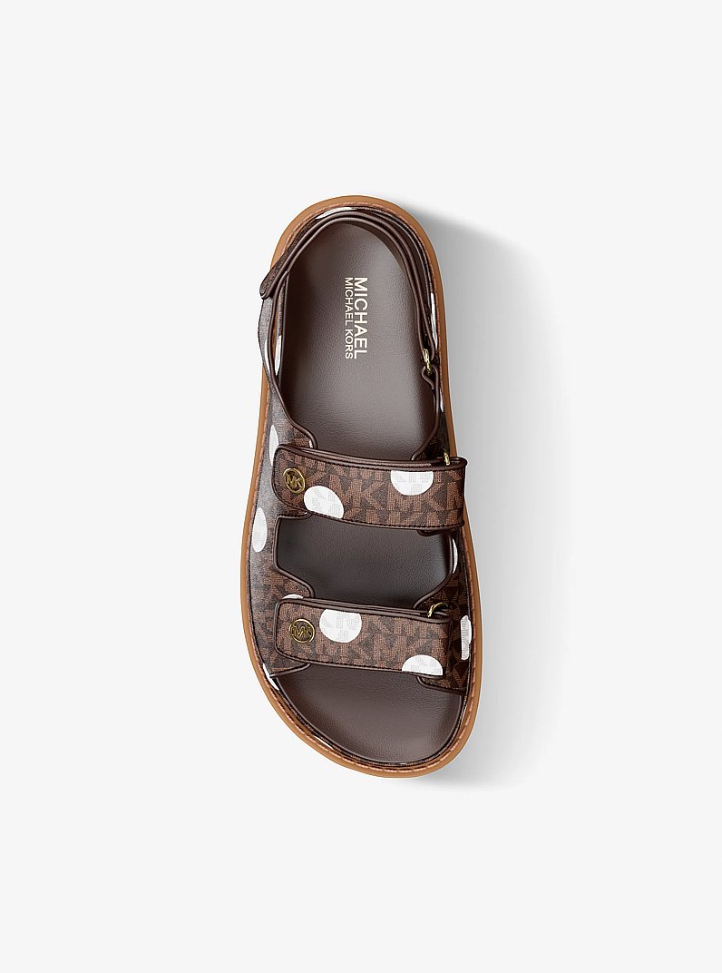 Holland Polka Dot Signature Logo Sandal in BROWN | Michael Kors