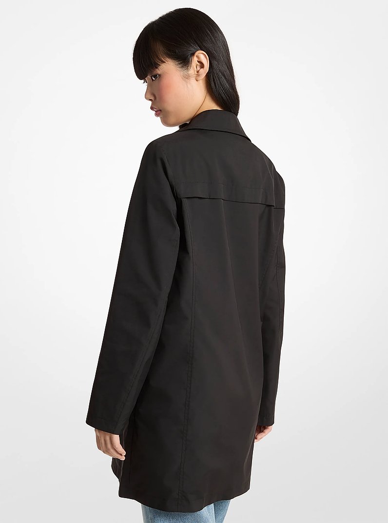 Reversible Logo Print Woven Trench Coat in BLACK | Michael Kors