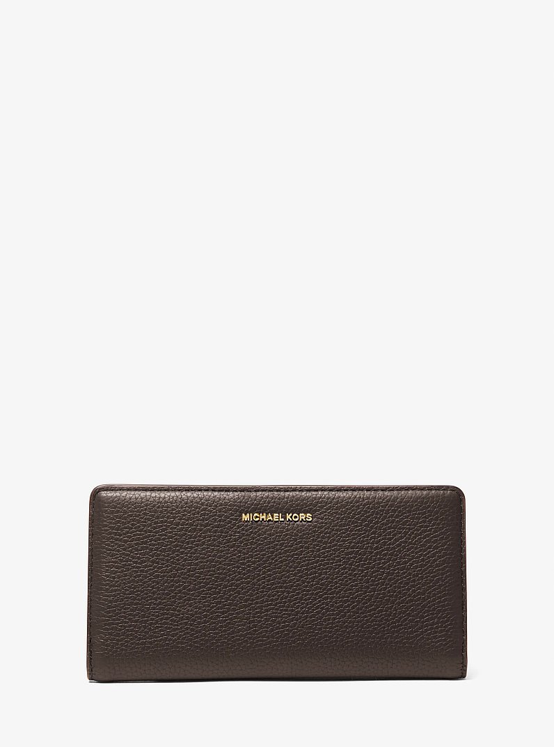 Bryant Large Pebbled Leather Snap-Front Wallet in CHOCOLATE | Michael Kors