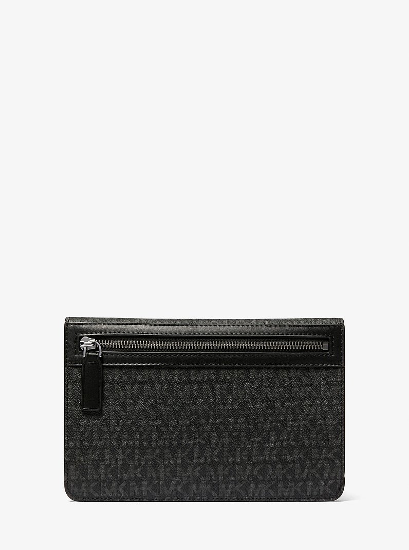 Cooper Large Embellished Signature Logo Travel Wallet in BLACK | Michael Kors