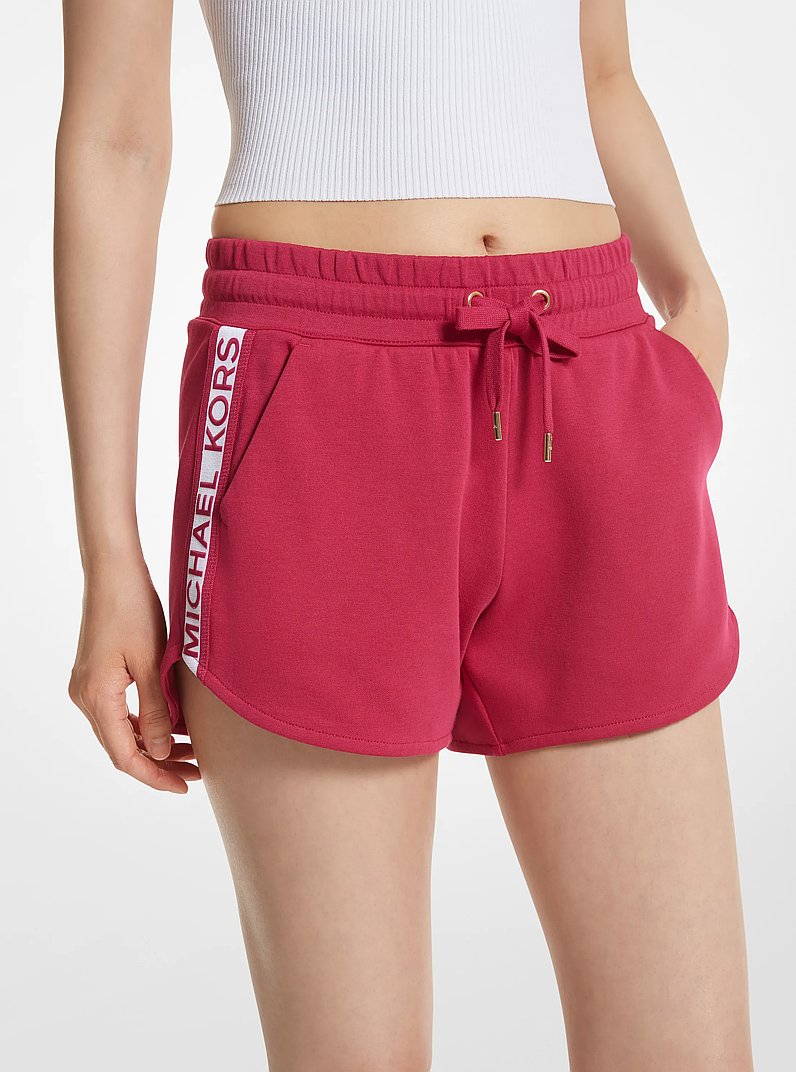 Logo Tape Cotton Blend Track Shorts in CARMINE PINK | Michael Kors