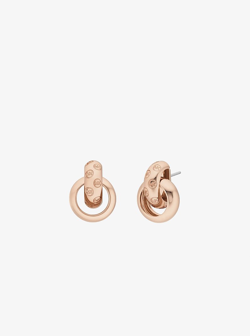 Aretes gruesos tipo bot&oacute;n con logotipo grabado in DORADO ROSA | Michael Kors