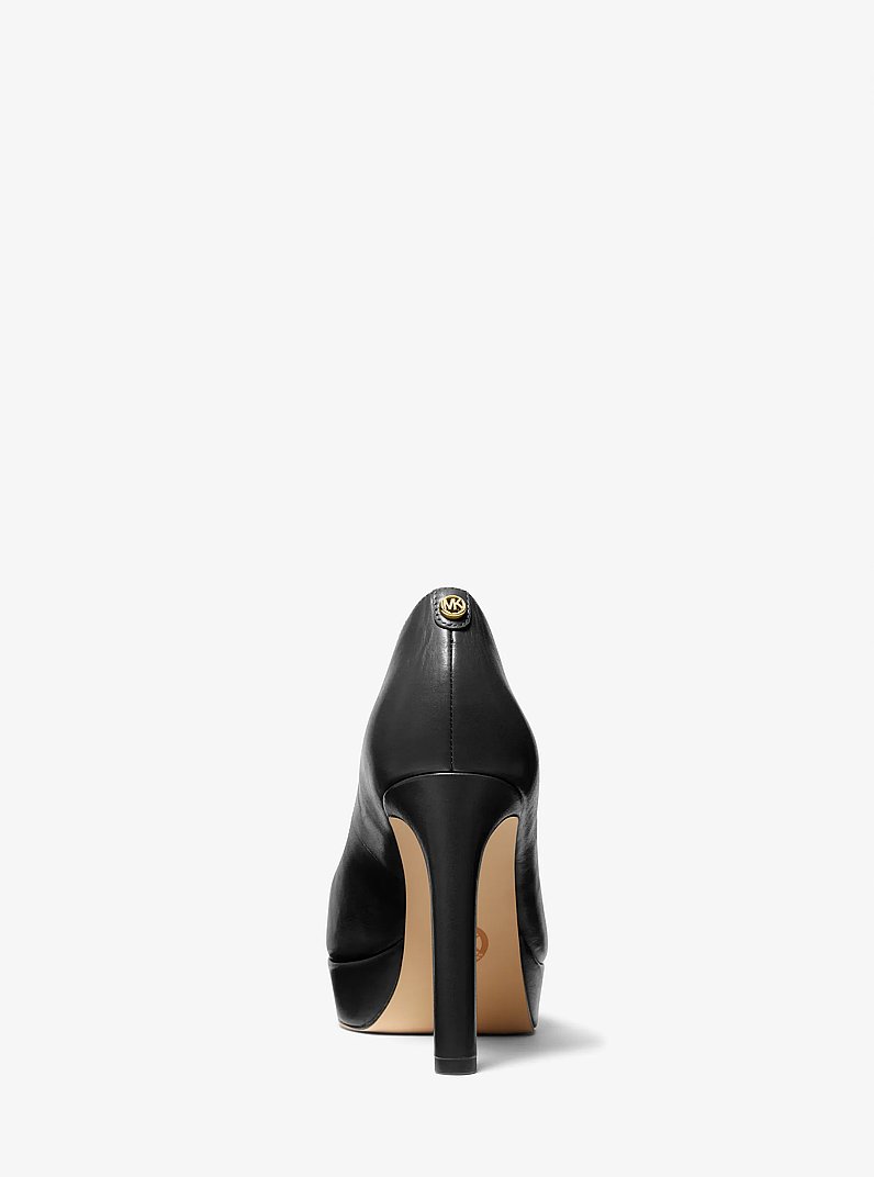 Chantal Leather Platform Pump in BLACK | Michael Kors
