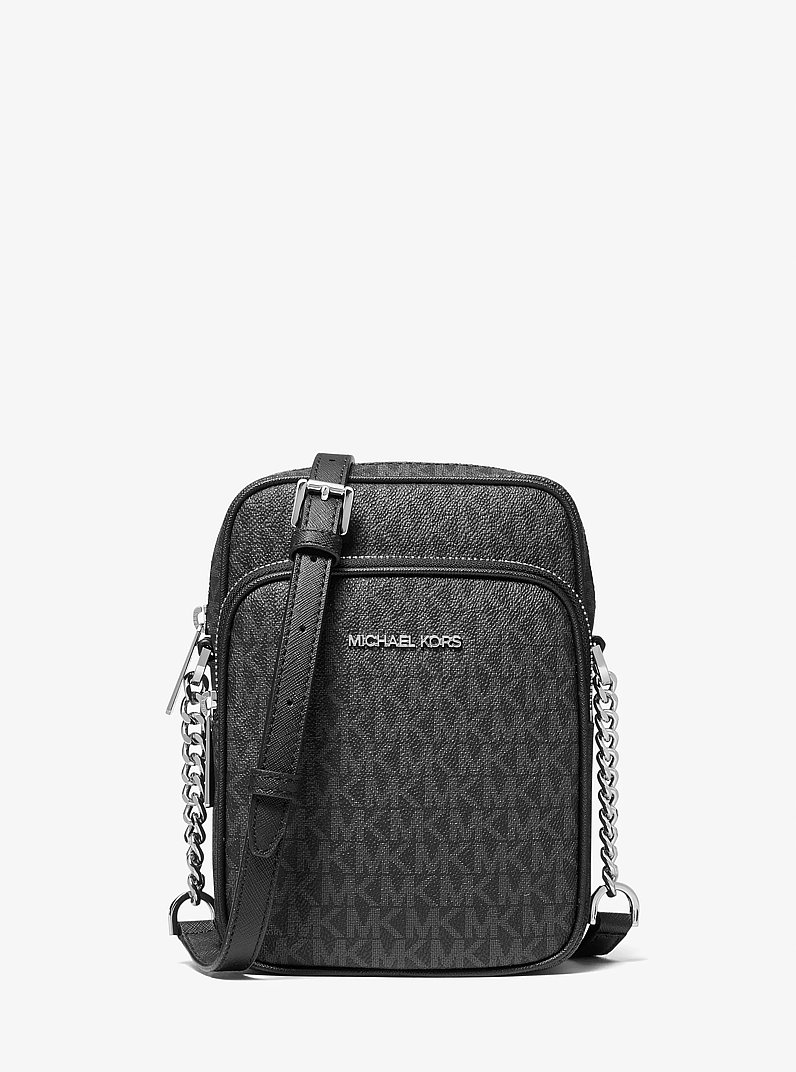 Jet Set Travel Medium Logo Crossbody Bag in BLACK | Michael Kors
