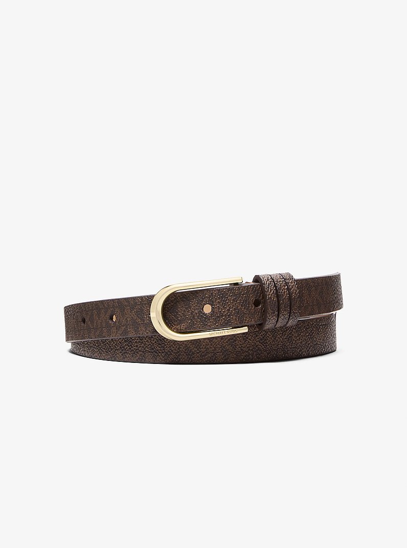 Signature Logo Skinny Belt in BROWN | Michael Kors