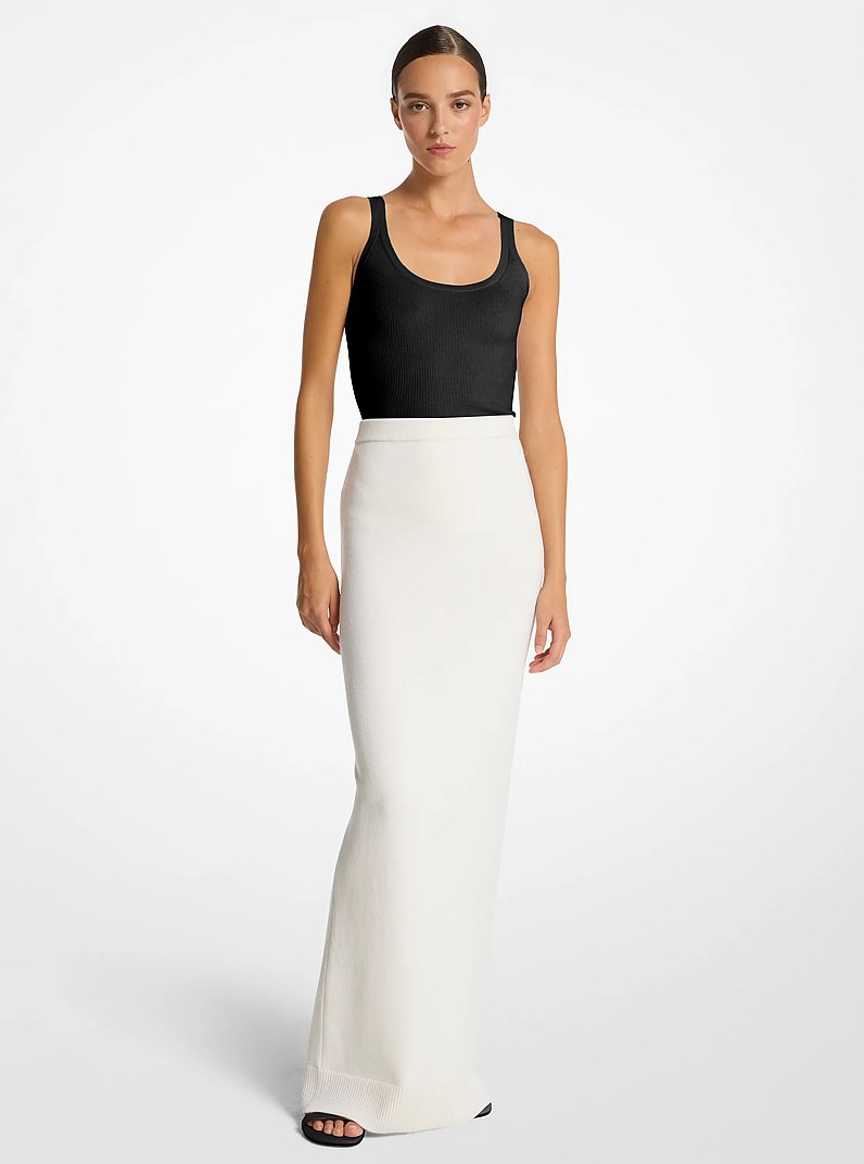 Cashmere Blend Maxi Skirt in OPTIC WHITE | Michael Kors