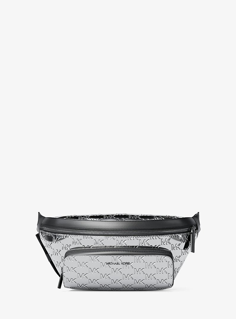 Cooper Medium Metallic Logo Debossed Utility Sling Pack in PLATEADO | Michael Kors