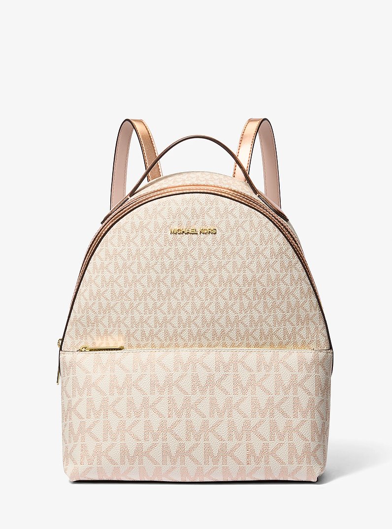 Sheila Medium Two-Tone Signature Logo Backpack in ROSE GOLD | Michael Kors