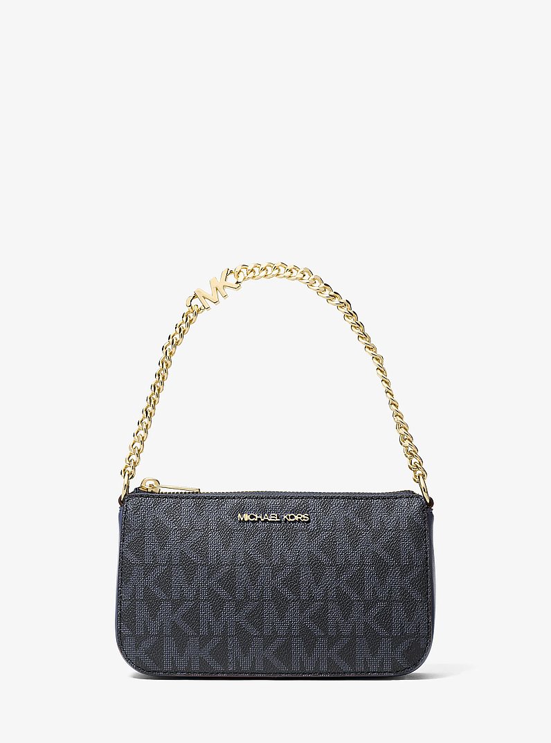 Pochette Jet Set piccola con catena e stampa logo in BLU AMMIRAGLIO | Michael Kors