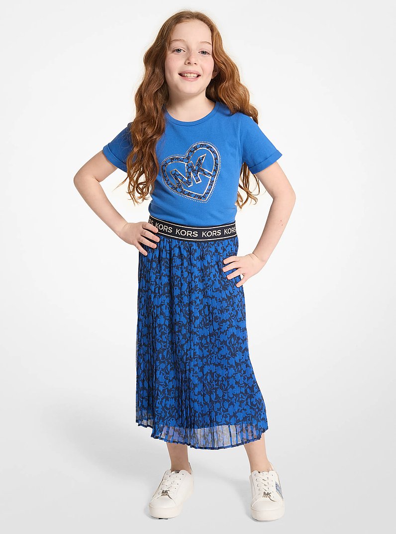 Floral Pleated Midi Skirt