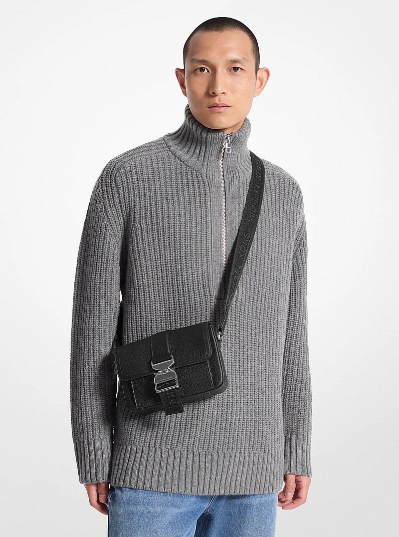 Hudson Pebbled Leather Crossbody Bag in BLACK | Michael Kors