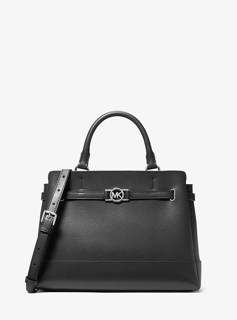 Reed Large Pebbled Leather Satchel in BLACK | Michael Kors