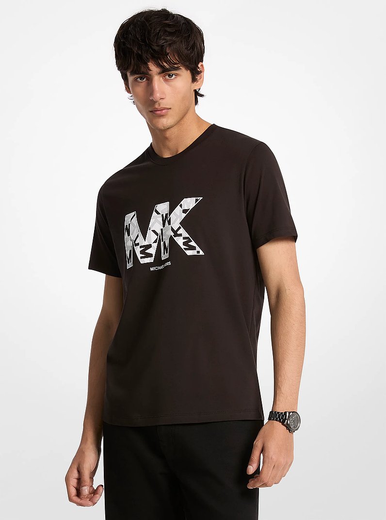 Graphic Logo Cotton T-Shirt in BLACK | Michael Kors