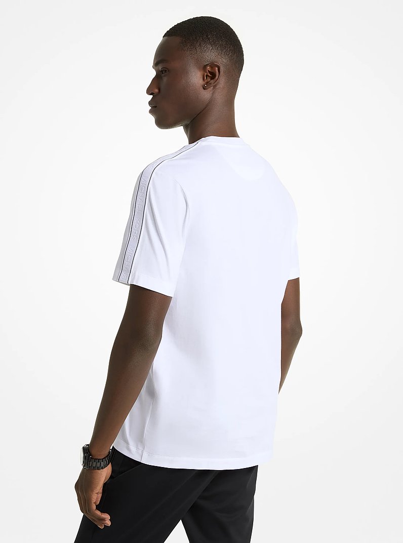 T-shirt in cotone con fettuccia con logo in BIANCO | Michael Kors