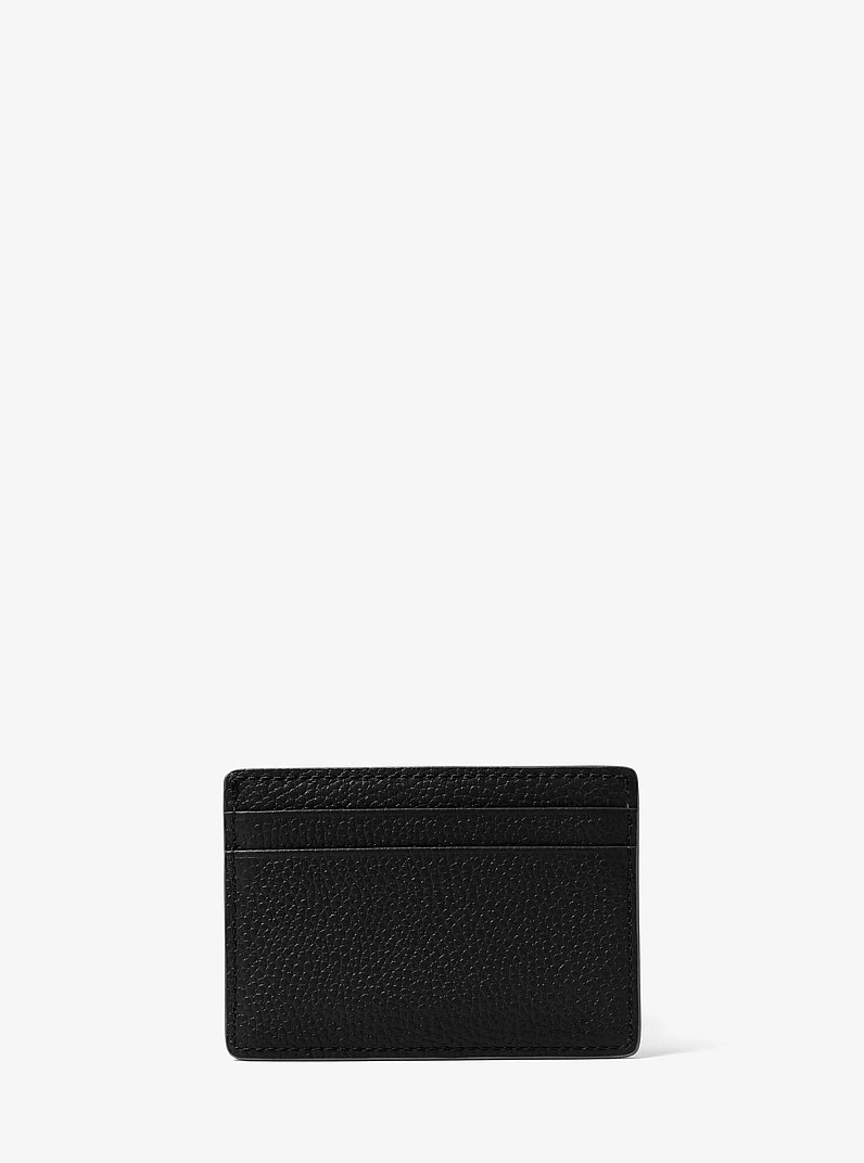 Pebbled Leather Card Case in BLACK | Michael Kors