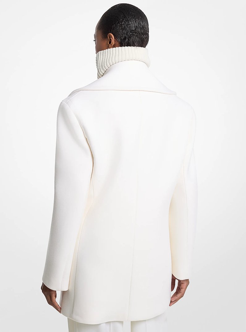 Wool Melton Officer Peacoat in IVORY | Michael Kors