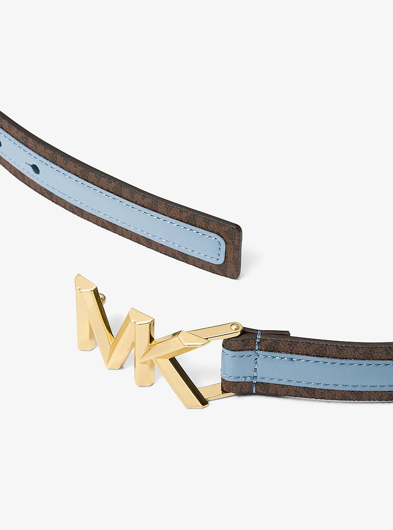 Cintura in pelle con stampa logo in CHAMBRAY | Michael Kors