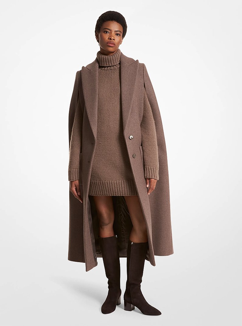 Cape-Mantel aus Meltonwolle in MOKKA MELIERT | Michael Kors